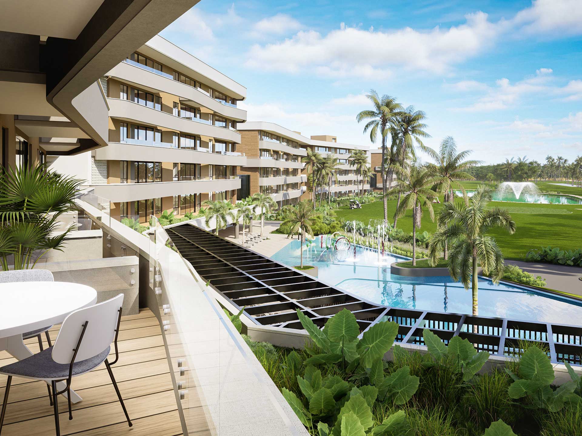 Appartements Palm View Bávaro Punta Cana, terrasse vue sur piscine